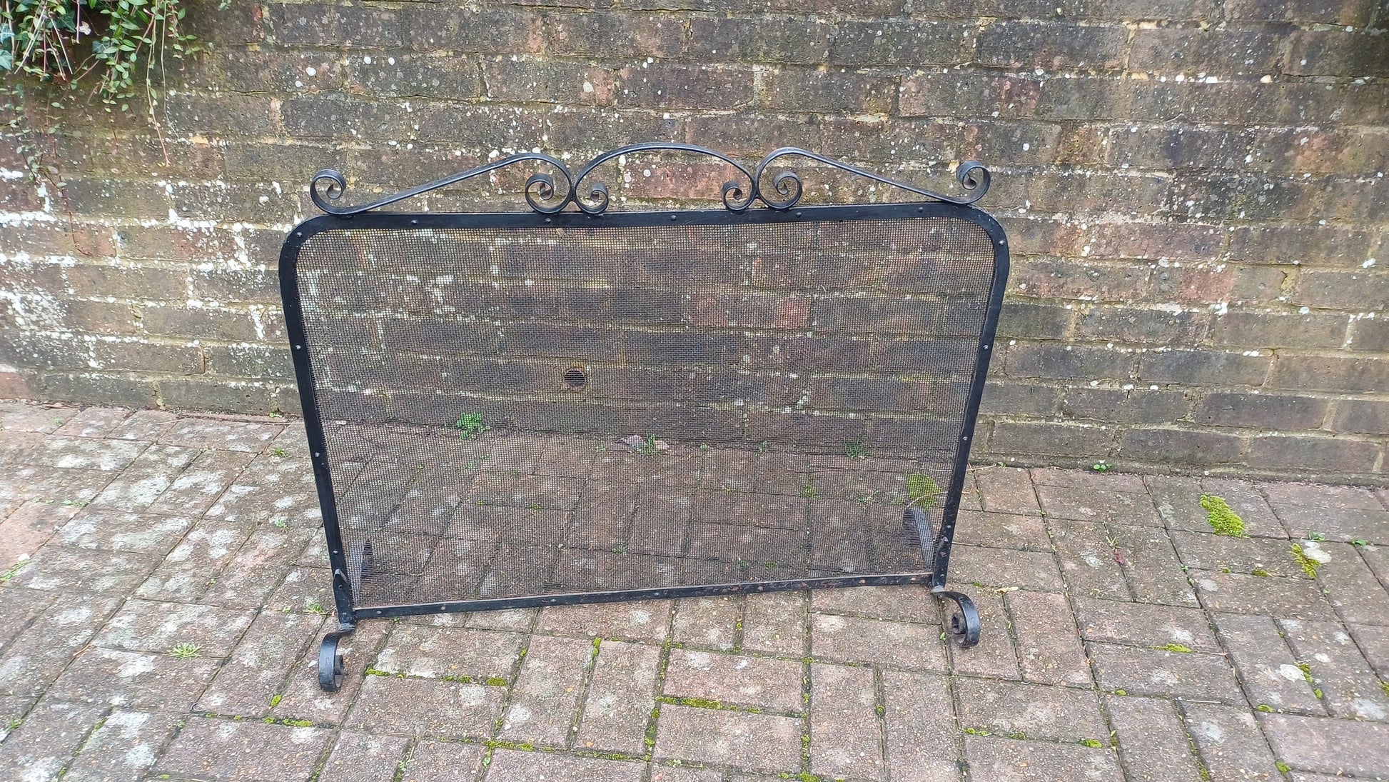 Large Vintage Iron and Metal Fire Screen Fire Guard 70s