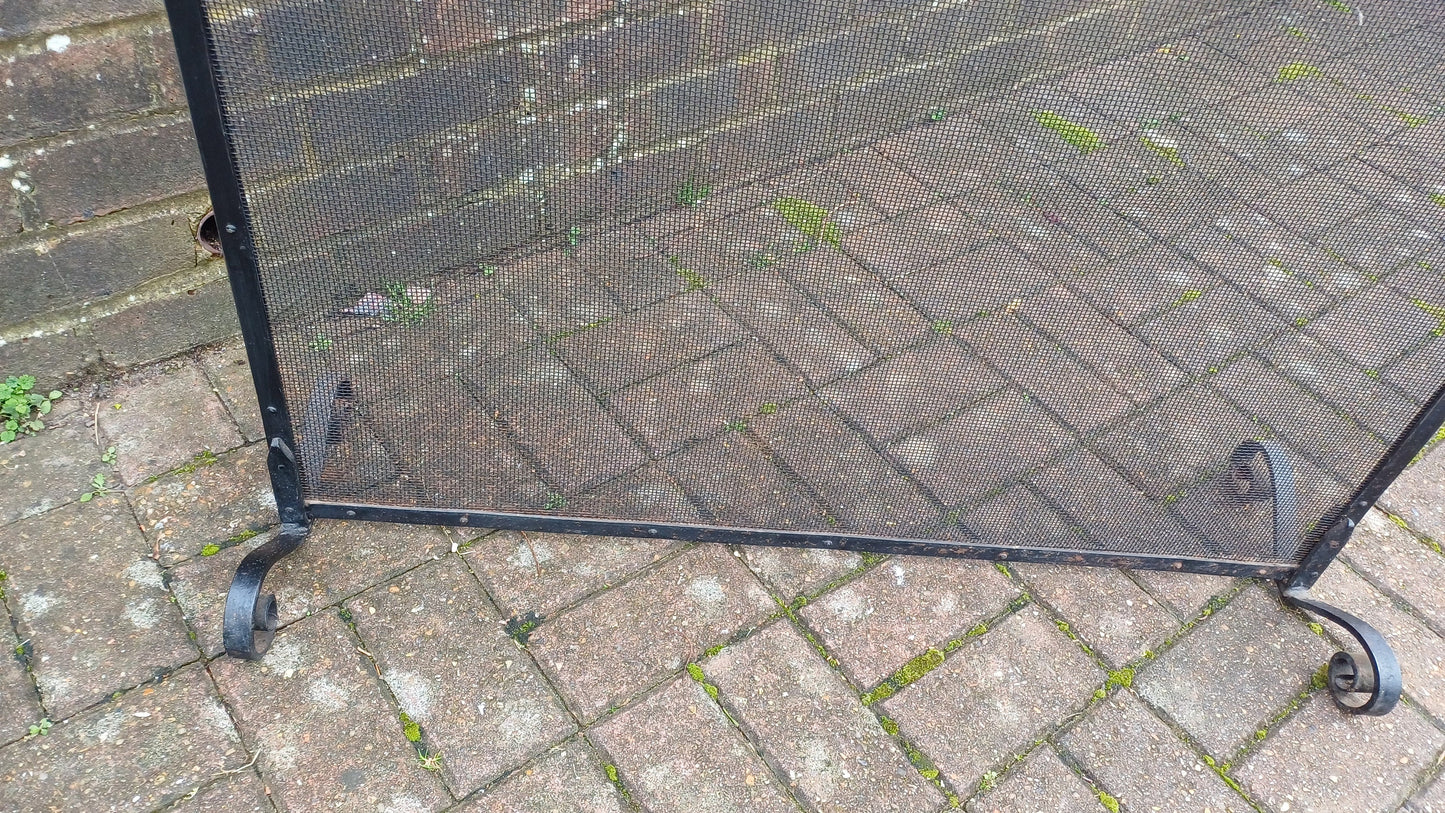 Large Vintage Iron and Metal Fire Screen Fire Guard 70s
