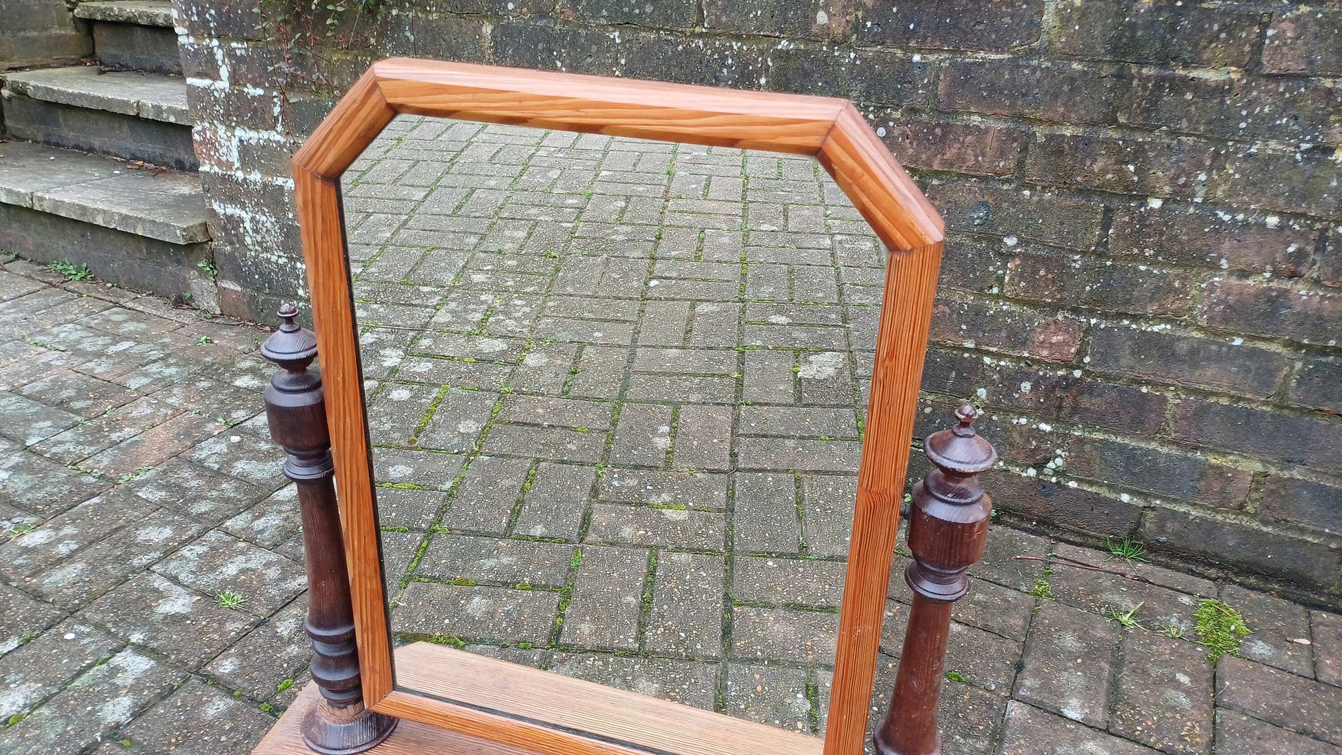 Vintage Pitch Pine Swing Dressing Table Mirror