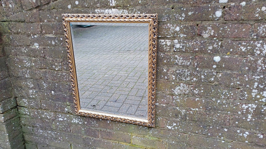 Vintage Ornate Large God Gilt and Black Mirror 70s