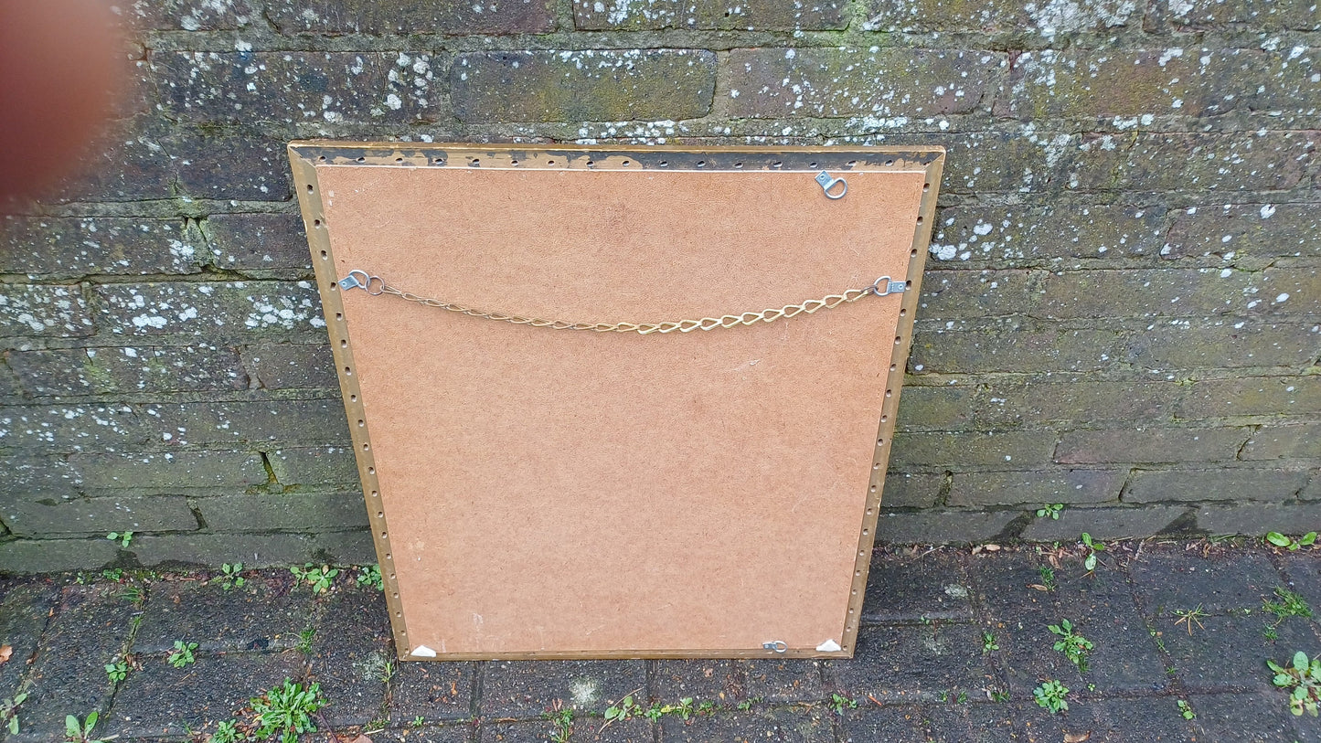 Vintage Ornate Large God Gilt and Black Mirror 70s