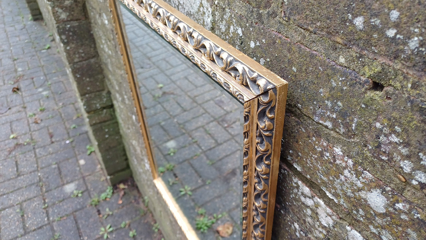 Vintage Ornate Large God Gilt and Black Mirror 70s