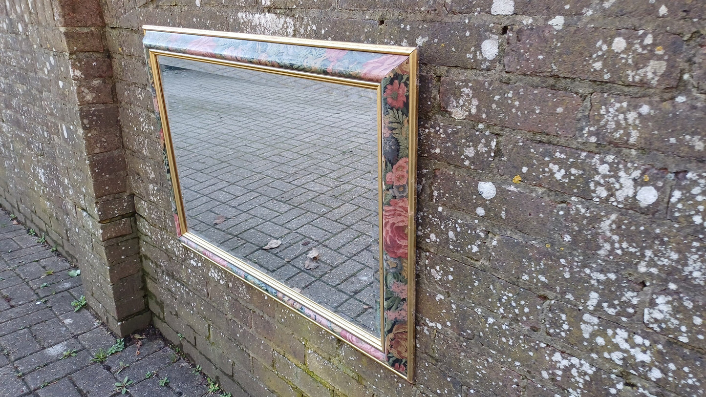 Large Classic 80’s Chic Floral Flower Decorative Mirror Bevelled Glass 88 x 63 cm