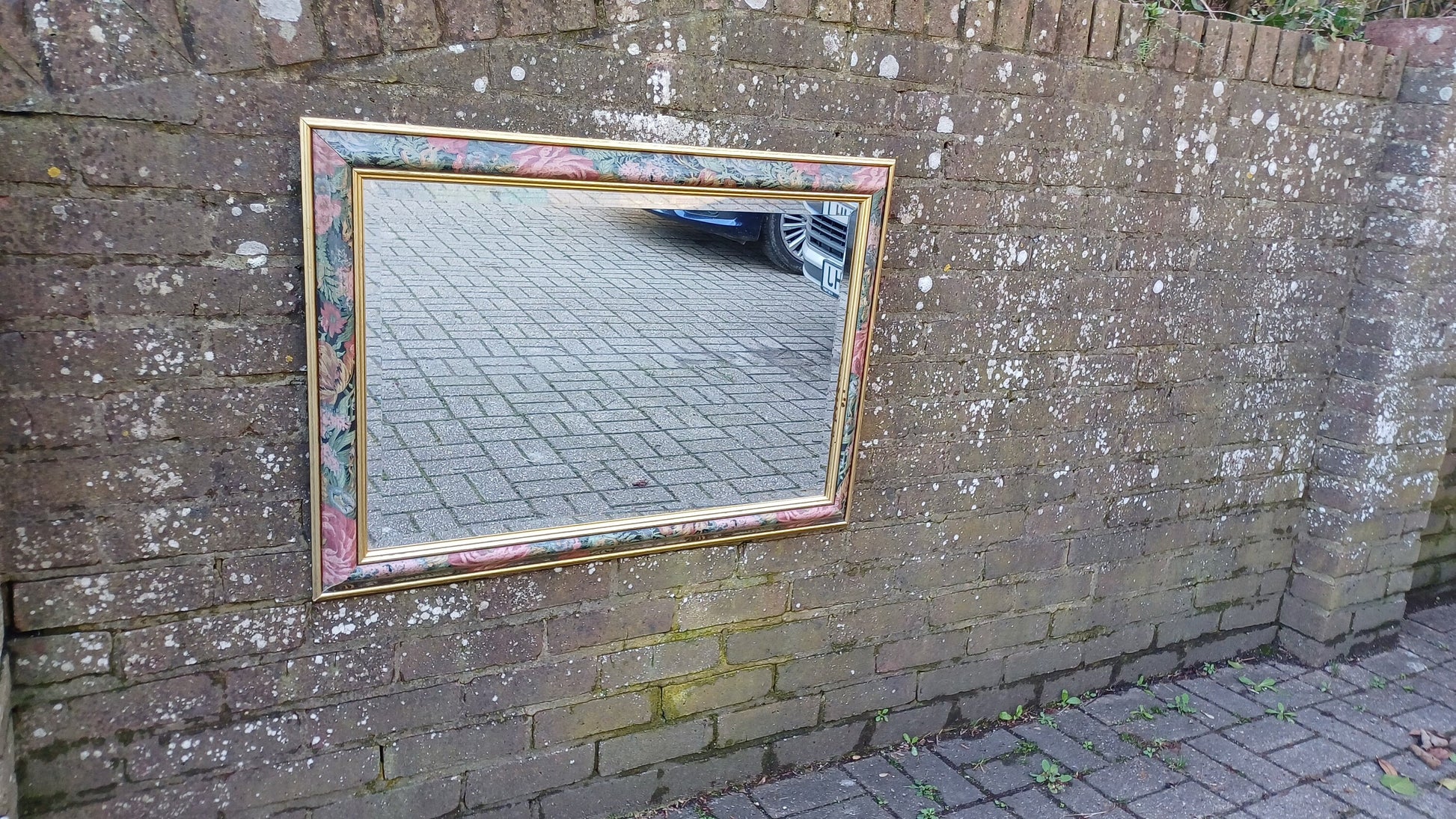 Large Classic 80’s Chic Floral Flower Decorative Mirror Bevelled Glass 88 x 63 cm