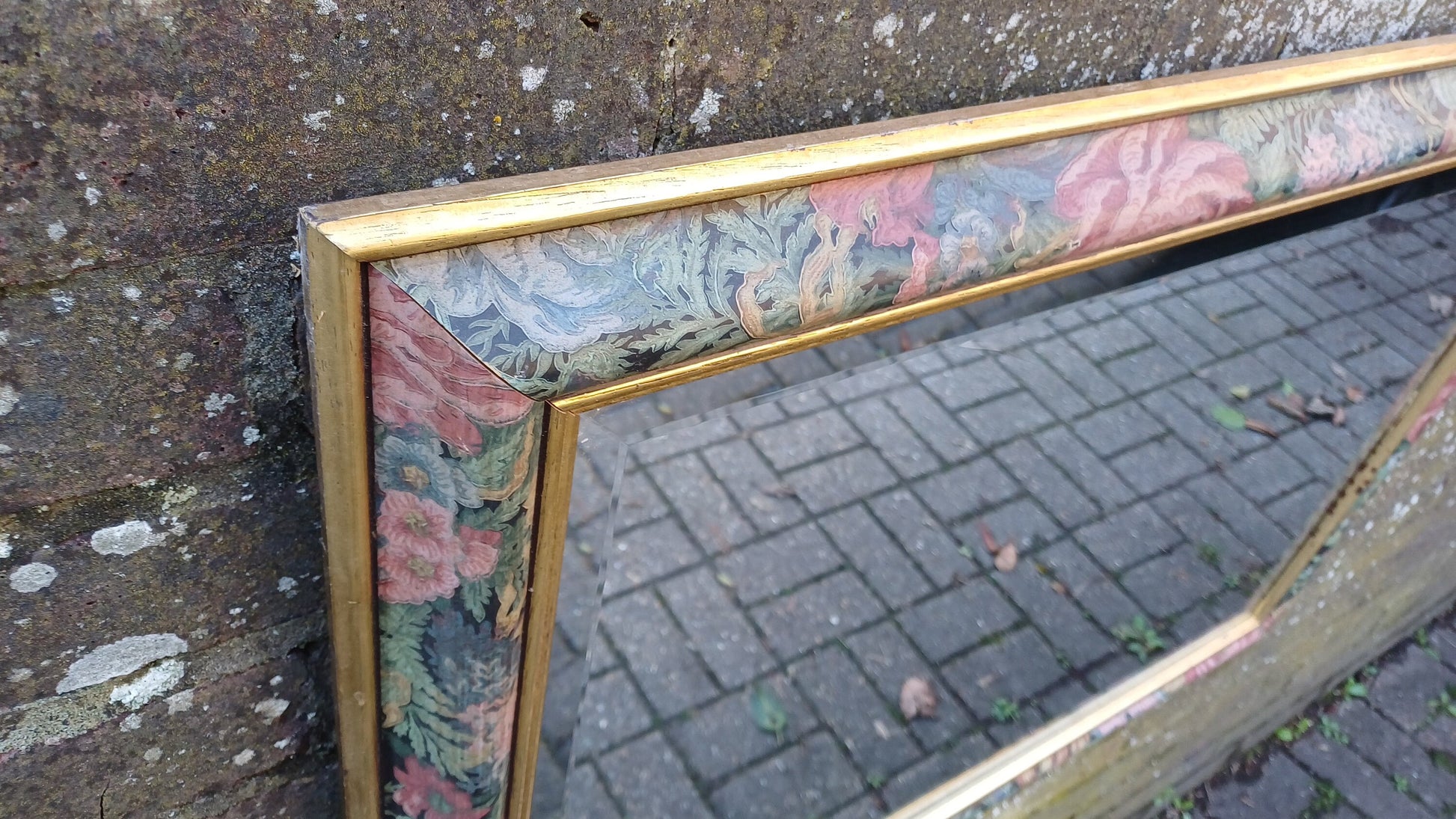 Large Classic 80’s Chic Floral Flower Decorative Mirror Bevelled Glass 88 x 63 cm