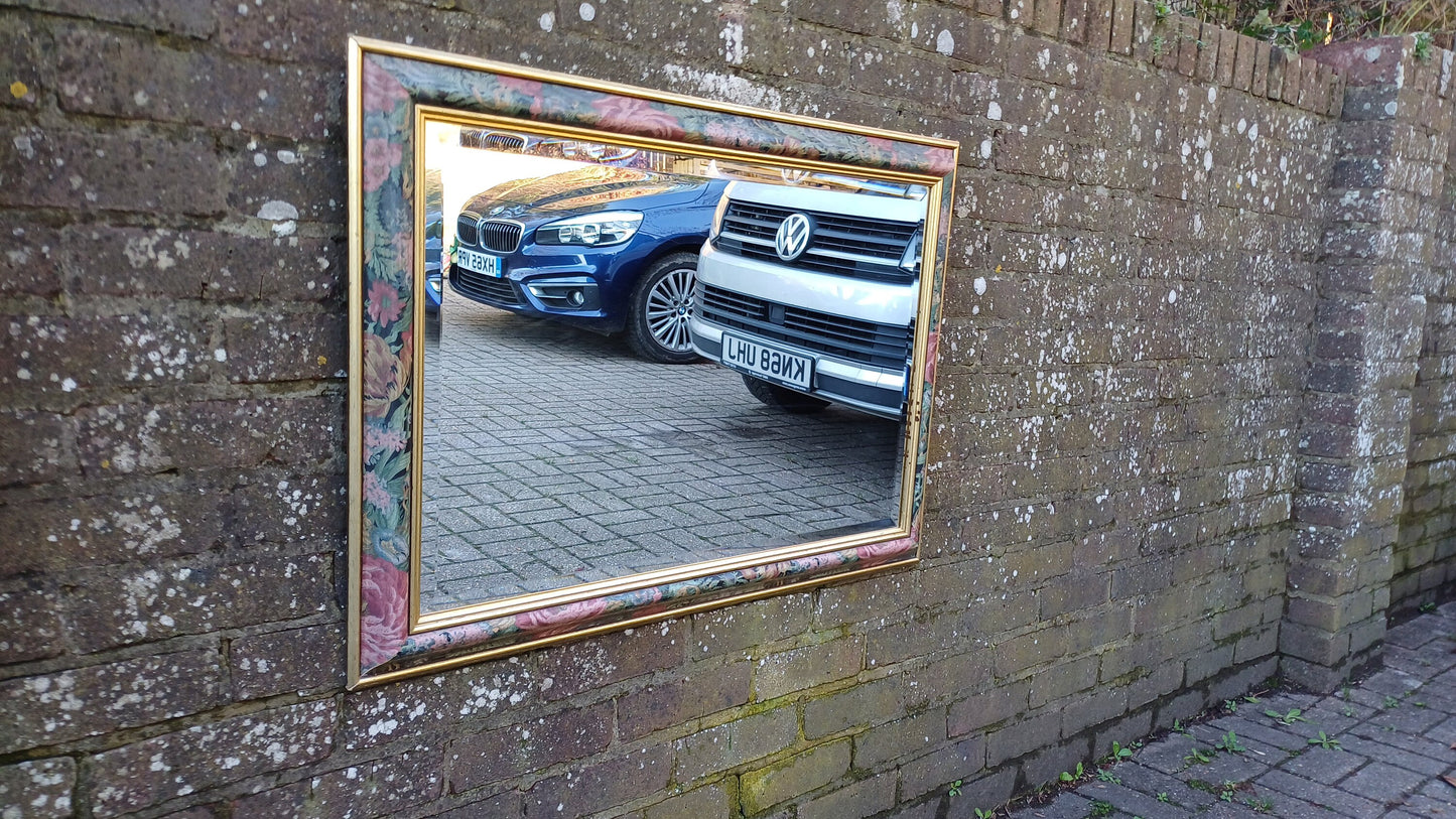 Large Classic 80’s Chic Floral Flower Decorative Mirror Bevelled Glass 88 x 63 cm