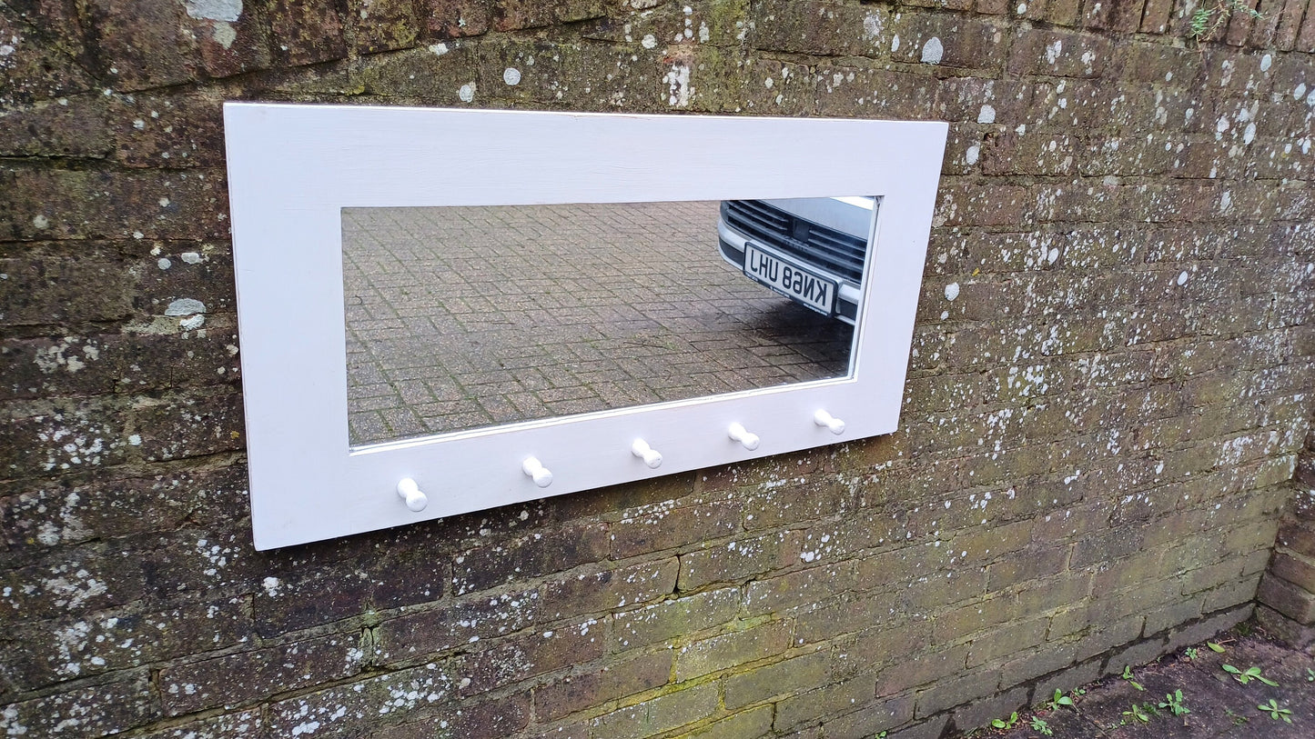 Vintage Painted Mirror with Hooks in Farrow and Ball Blackened