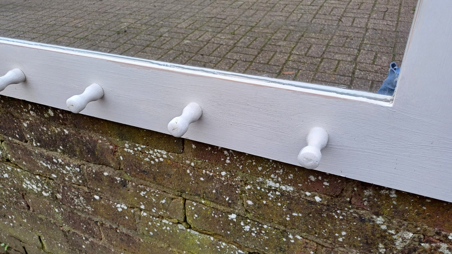 Vintage Painted Mirror with Hooks in Farrow and Ball Blackened