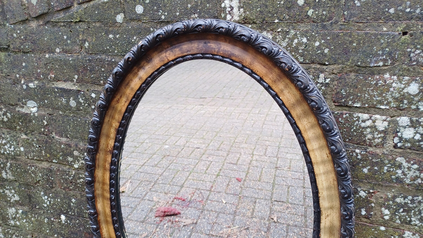 Impressive Large Vintage Ornate Painted Distressed Effect Wooden Mirror Late Victorian.