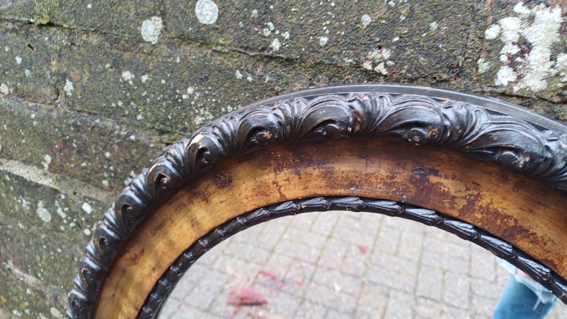 Impressive Large Vintage Ornate Painted Distressed Effect Wooden Mirror Late Victorian.