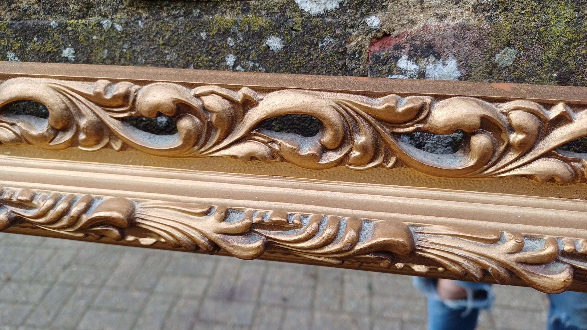Superb Large Ornate Kitsch Composite Pierced Gold Gilt Wall Mirror. 84 x 64 cm