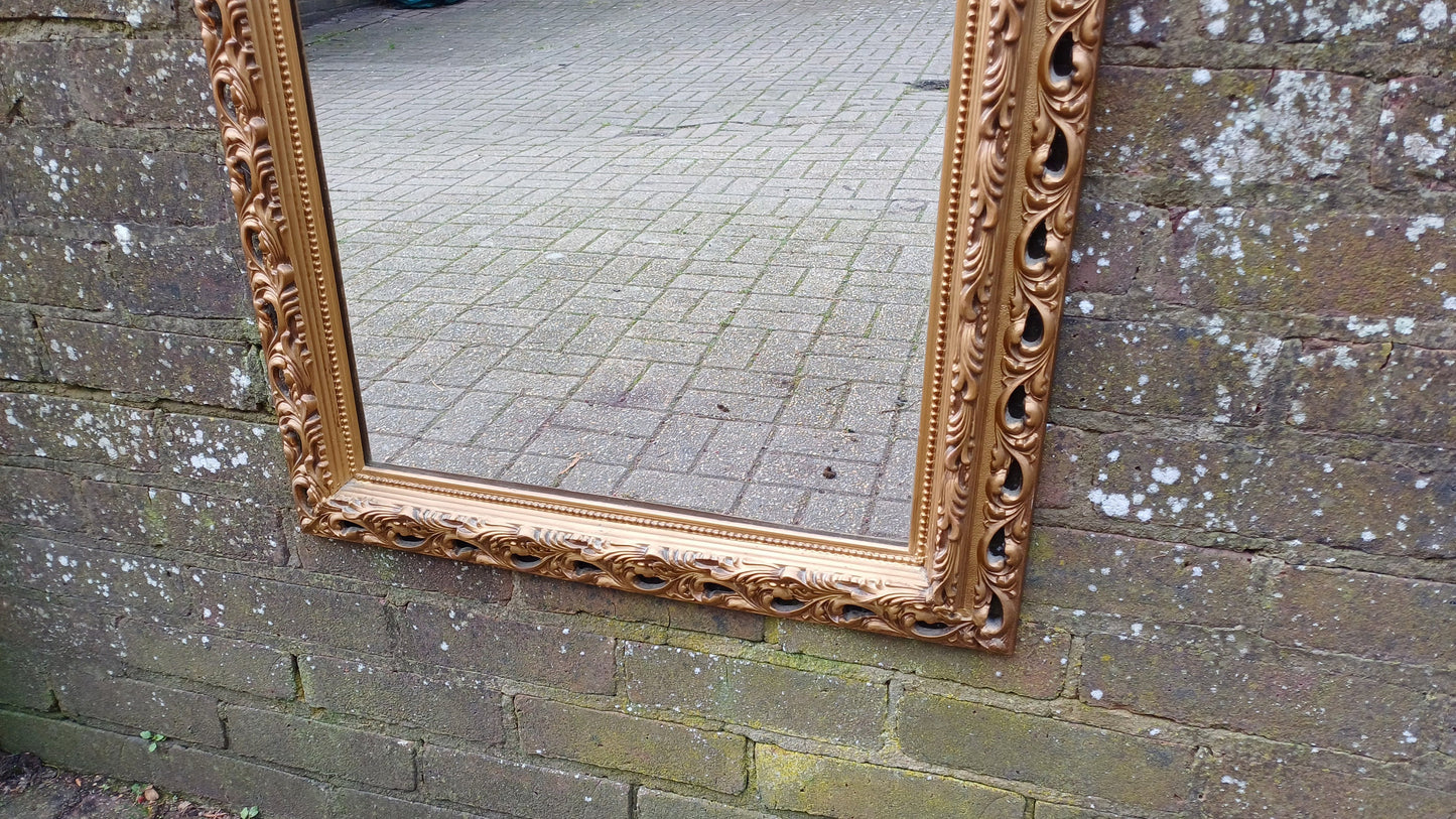 Superb Large Ornate Kitsch Composite Pierced Gold Gilt Wall Mirror. 84 x 64 cm