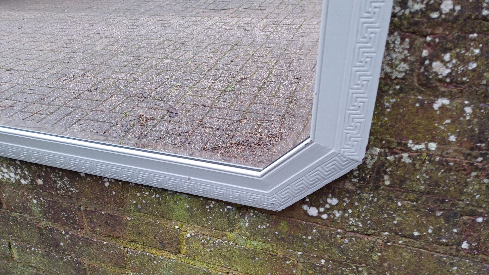 Bespoke Upcycled Large Light Green Painted Hexagonal Quality Oak Mirror. 1930s. Bevelled Glass.