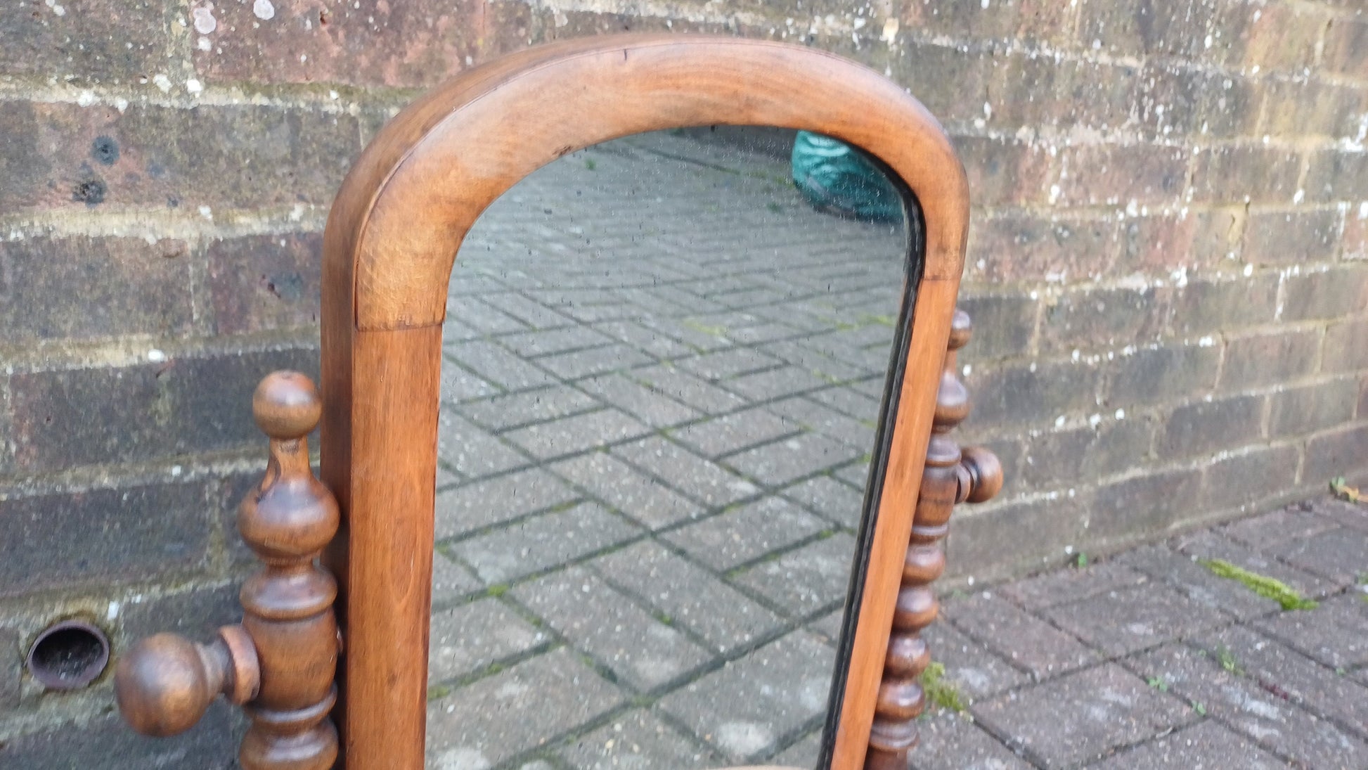 Vintage Victorian Stripped Dressing Table Mirror Swing Mechanism.