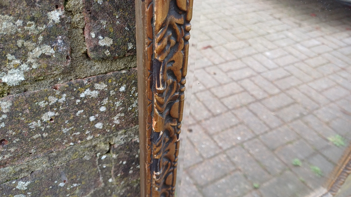 Huge Quality Vintage 60s Gilt Gold Mirror Dark Highlights Superb Heavy Bevelled Glass.90 x 59 cm