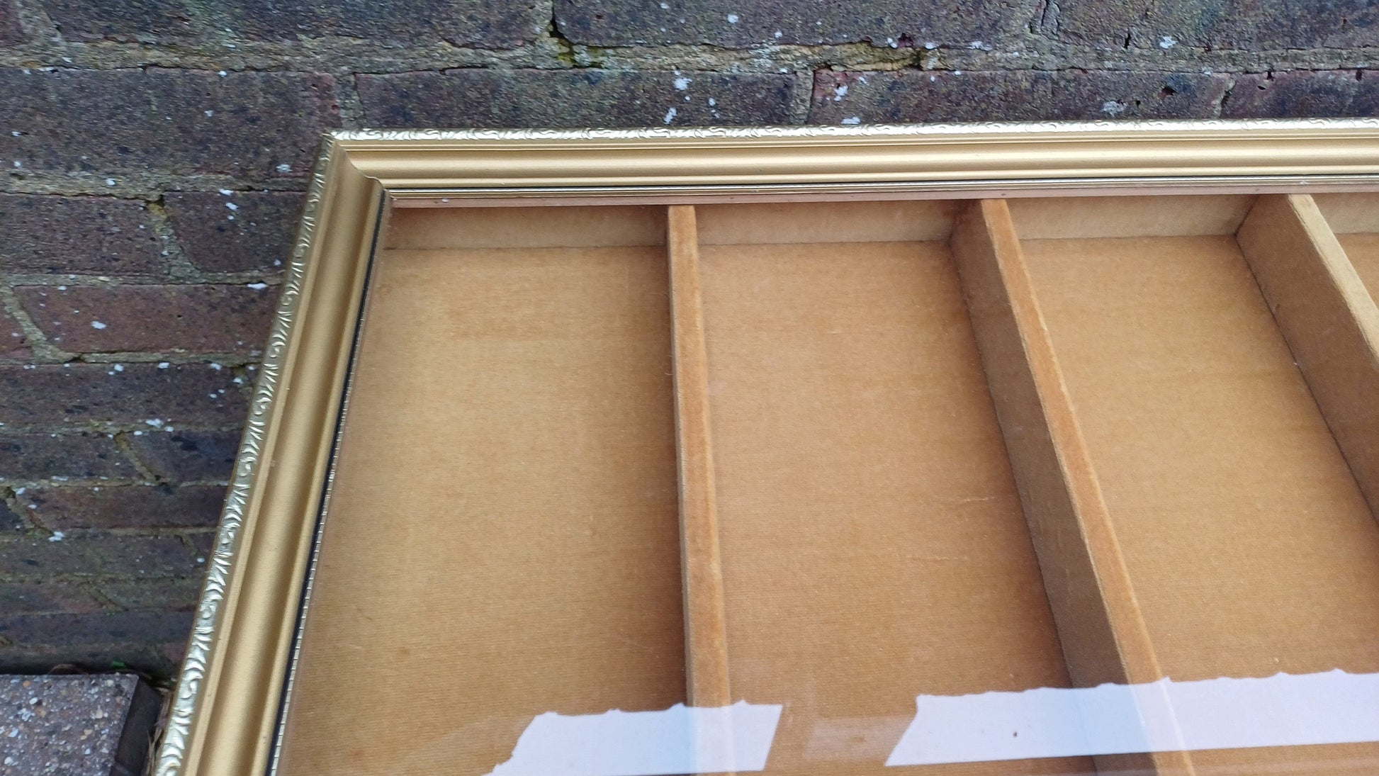 Vintage 70s Collector Jewellery Display Case Cupboard Gold and Velvet