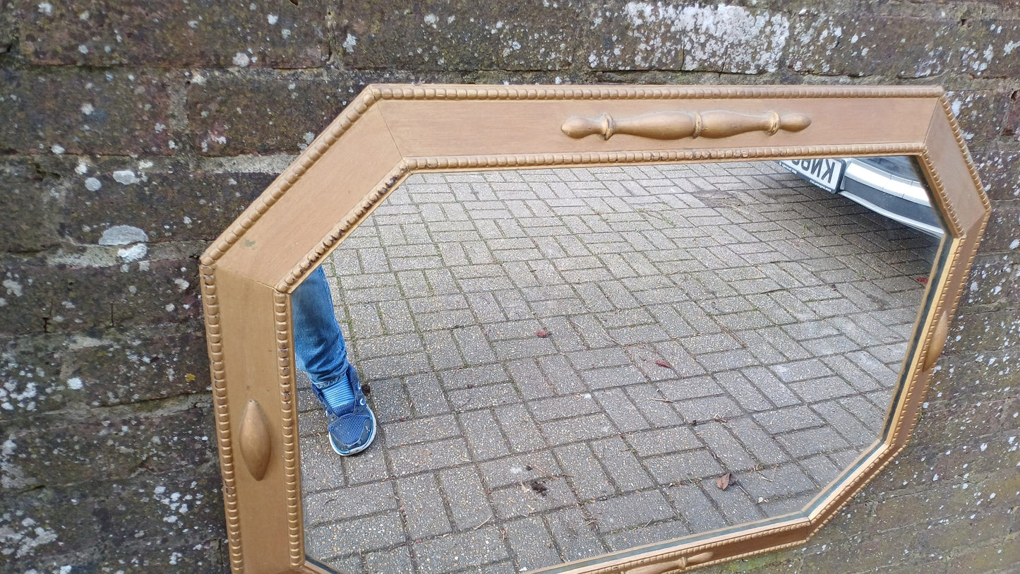 Huge Impressive 1920’s Gold Painted Oak Mirror. 90 x 64 cm