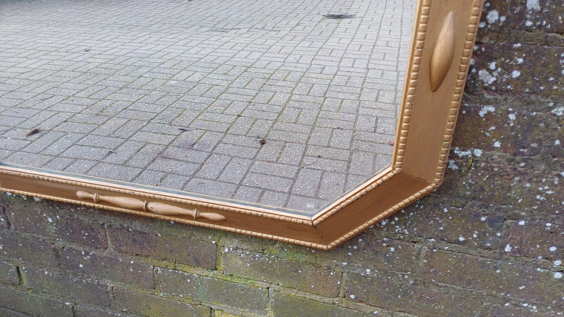 Huge Impressive 1920’s Gold Painted Oak Mirror. 90 x 64 cm
