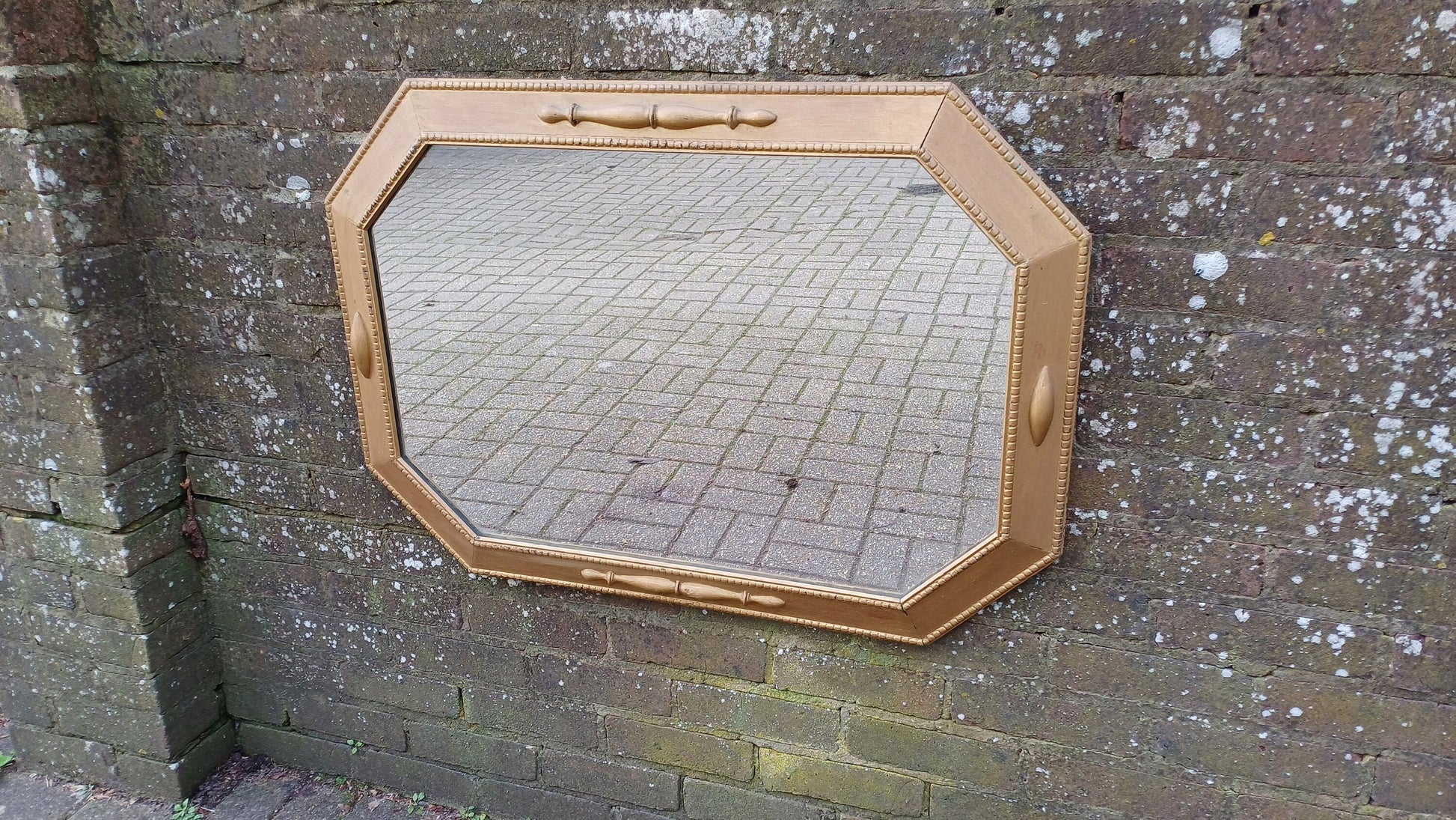 Huge Impressive 1920’s Gold Painted Oak Mirror. 90 x 64 cm
