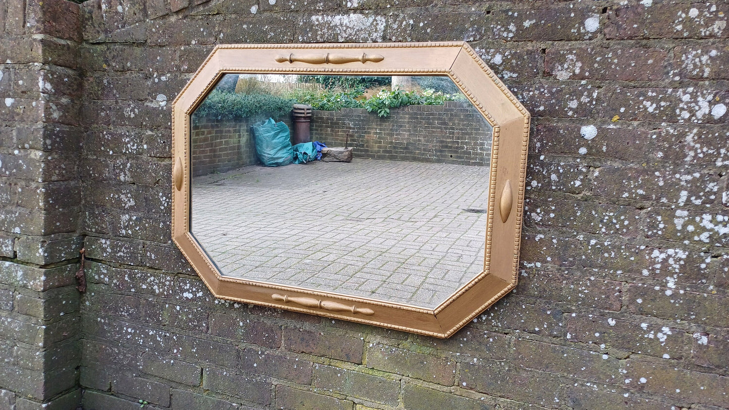 Huge Impressive 1920’s Gold Painted Oak Mirror. 90 x 64 cm