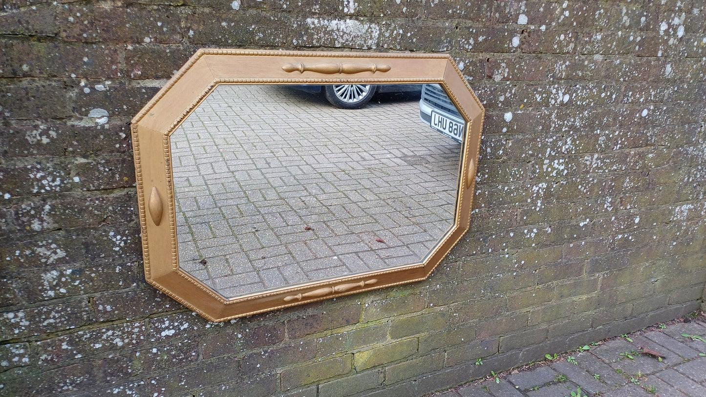 Huge Impressive 1920’s Gold Painted Oak Mirror. 90 x 64 cm