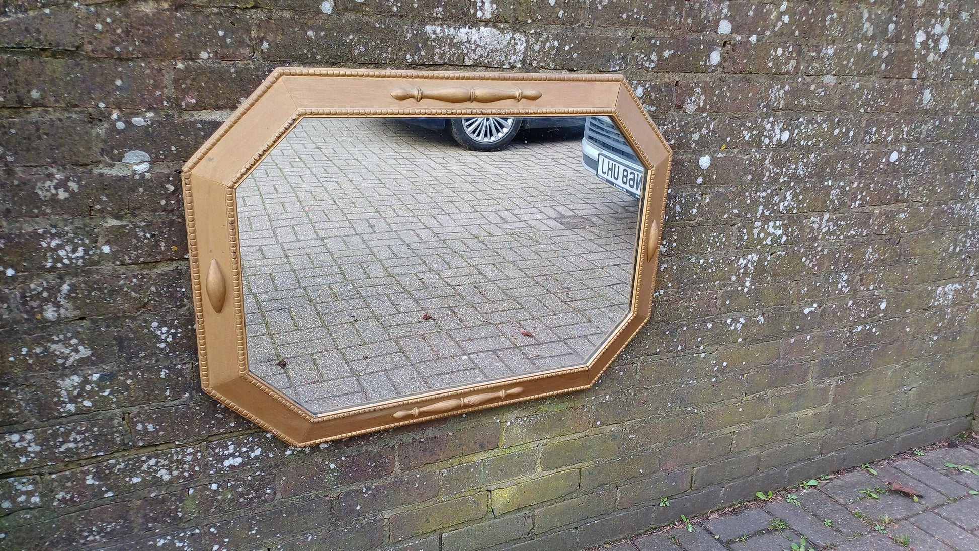 Huge Impressive 1920’s Gold Painted Oak Mirror. 90 x 64 cm