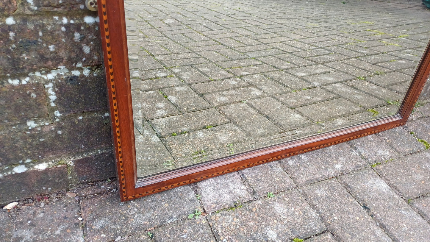 Top Quality Vintage Edwardian Inlaid Mahogany Frame Thick Bevelled Glass