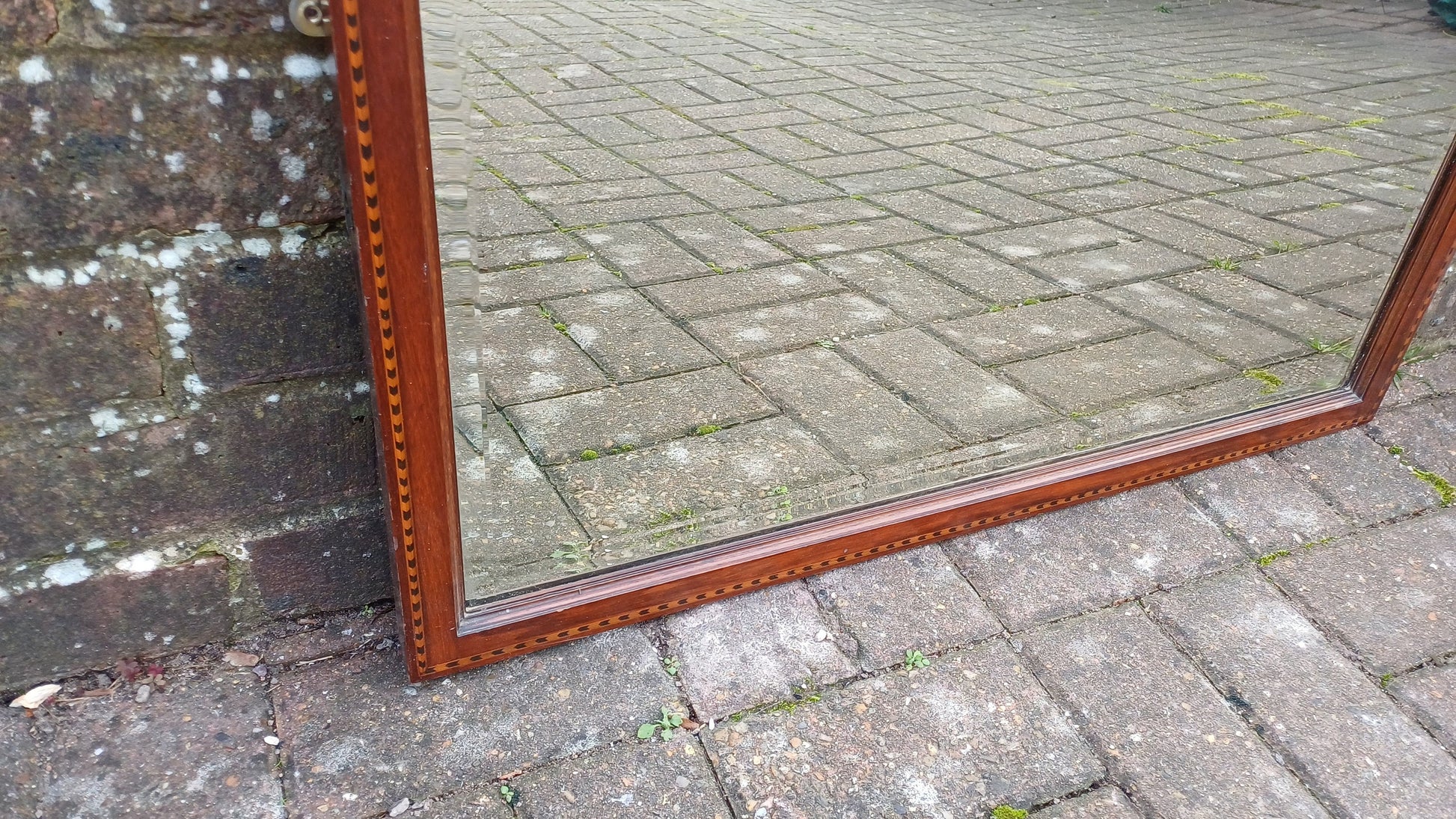 Top Quality Vintage Edwardian Inlaid Mahogany Frame Thick Bevelled Glass