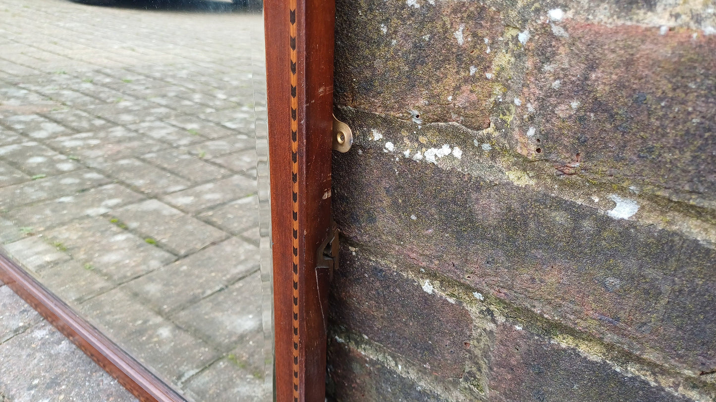 Top Quality Vintage Edwardian Inlaid Mahogany Frame Thick Bevelled Glass