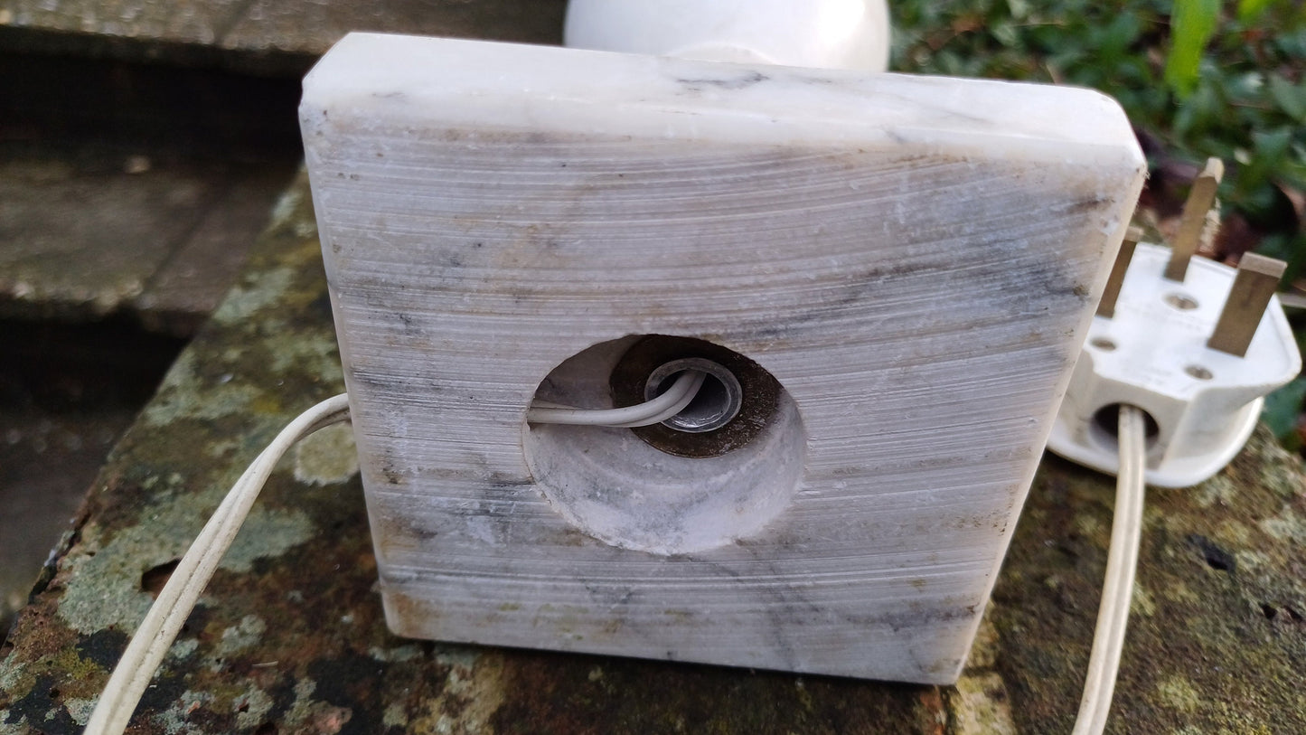 Gorgeous vintage grey / gray and white Alabaster (Marble, Onyx) Table Lamp - working table lamp - classic style Made In Italy