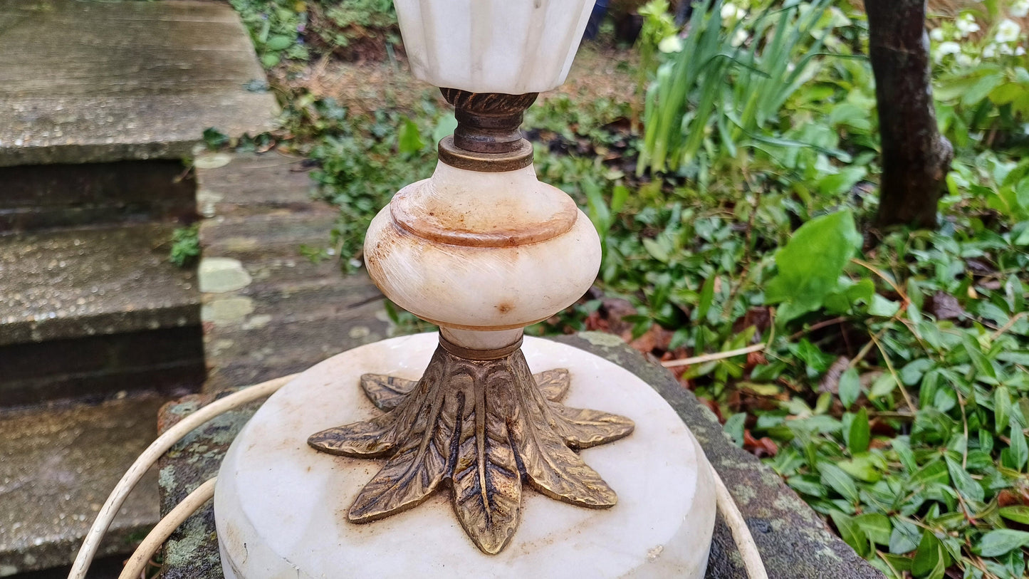 Outstanding and Large Vintage Marble and Brass Decorative Bedside Lamp