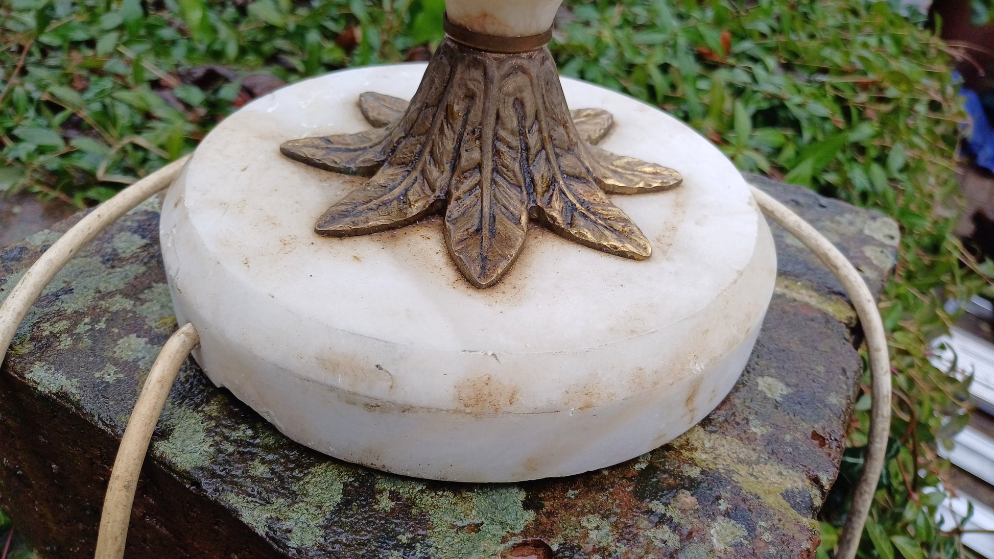 Outstanding and Large Vintage Marble and Brass Decorative Bedside Lamp