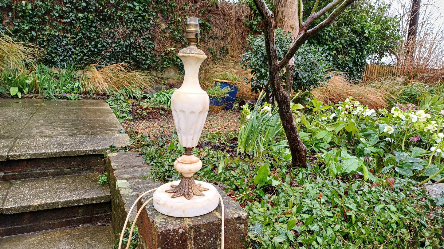 Outstanding and Large Vintage Marble and Brass Decorative Bedside Lamp