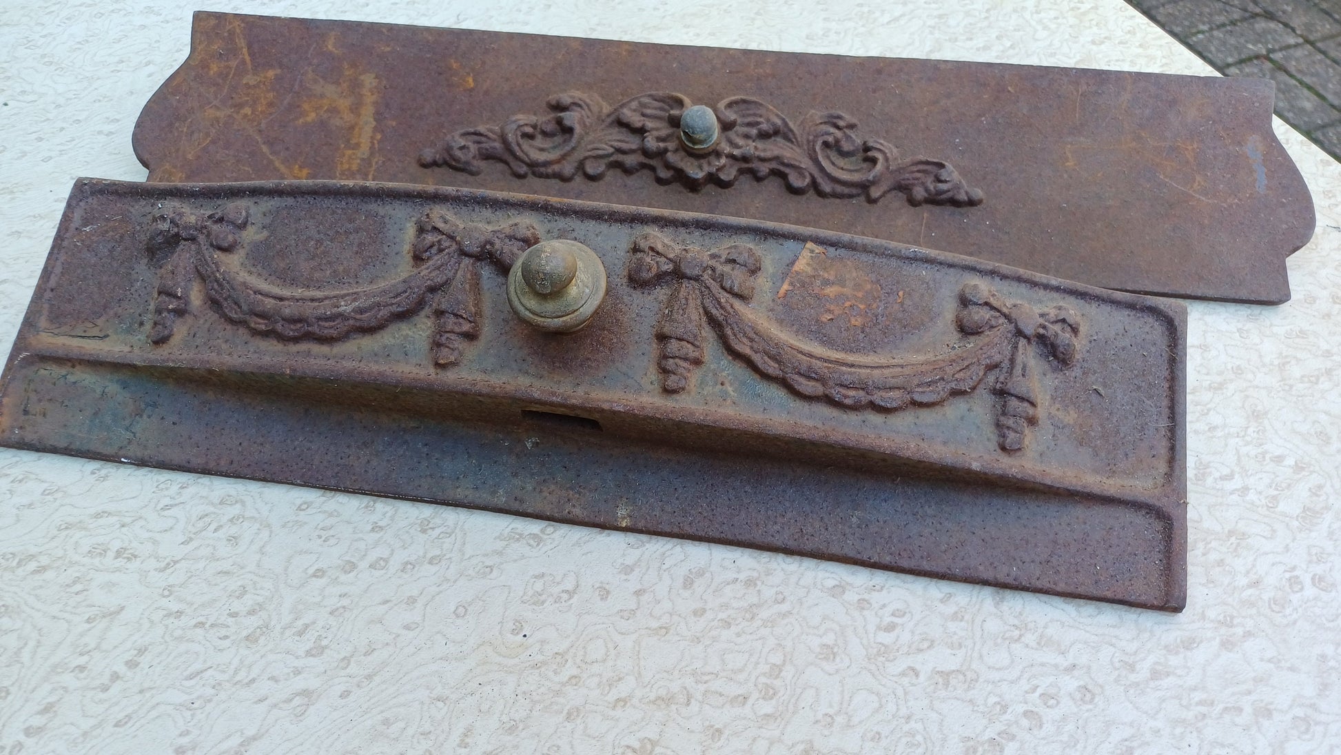 Pair of Heritage Vintage Iron Fireplace Hearth Basket Fronts Decorative Iron