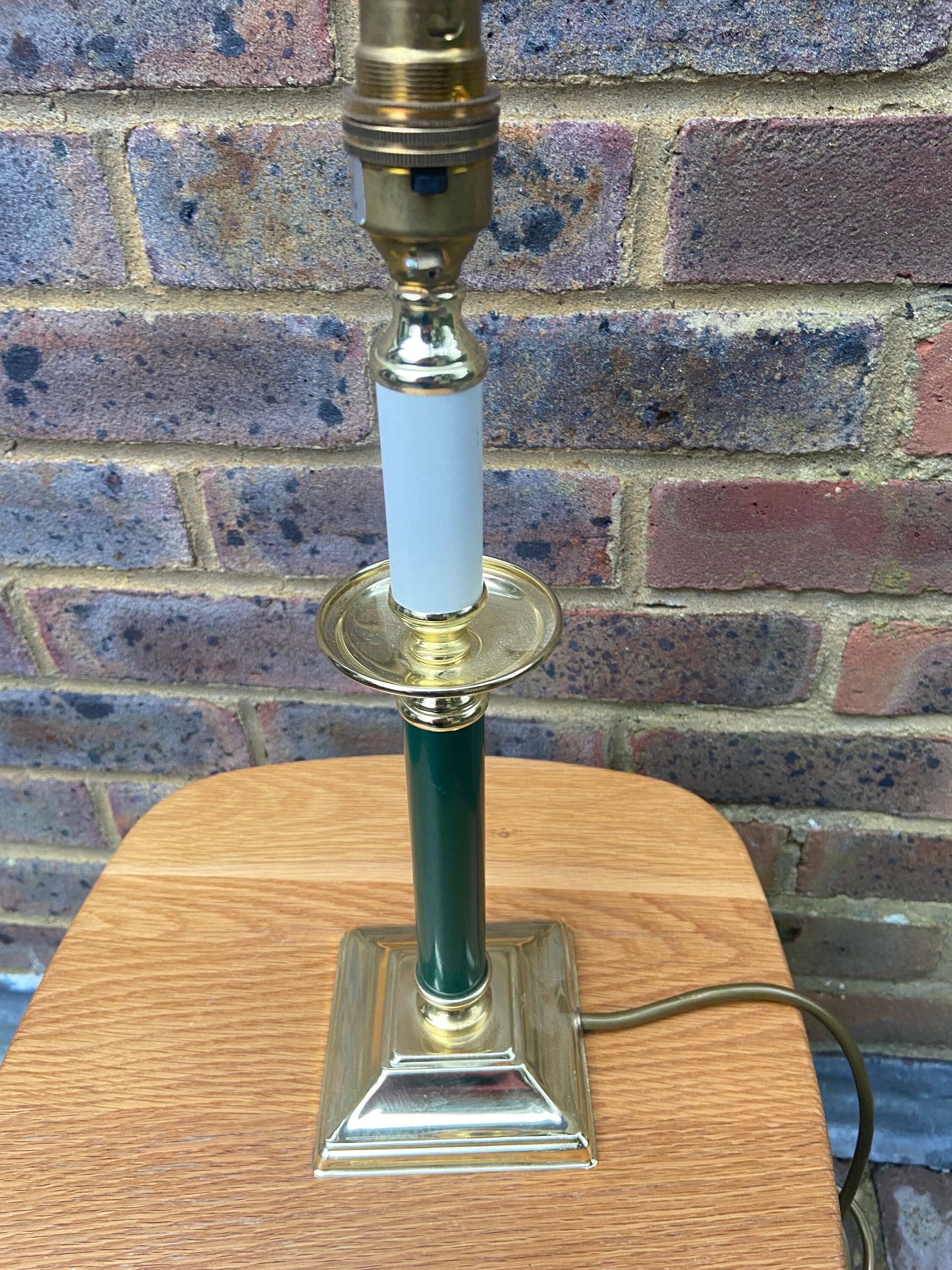 BHS vintage Green and Gold Table Lamp - metal and plastic - working order