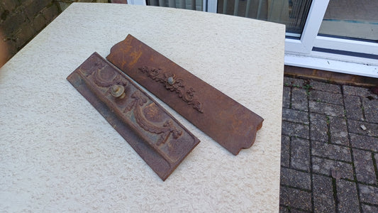 Pair of Heritage Vintage Iron Fireplace Hearth Basket Fronts Decorative Iron