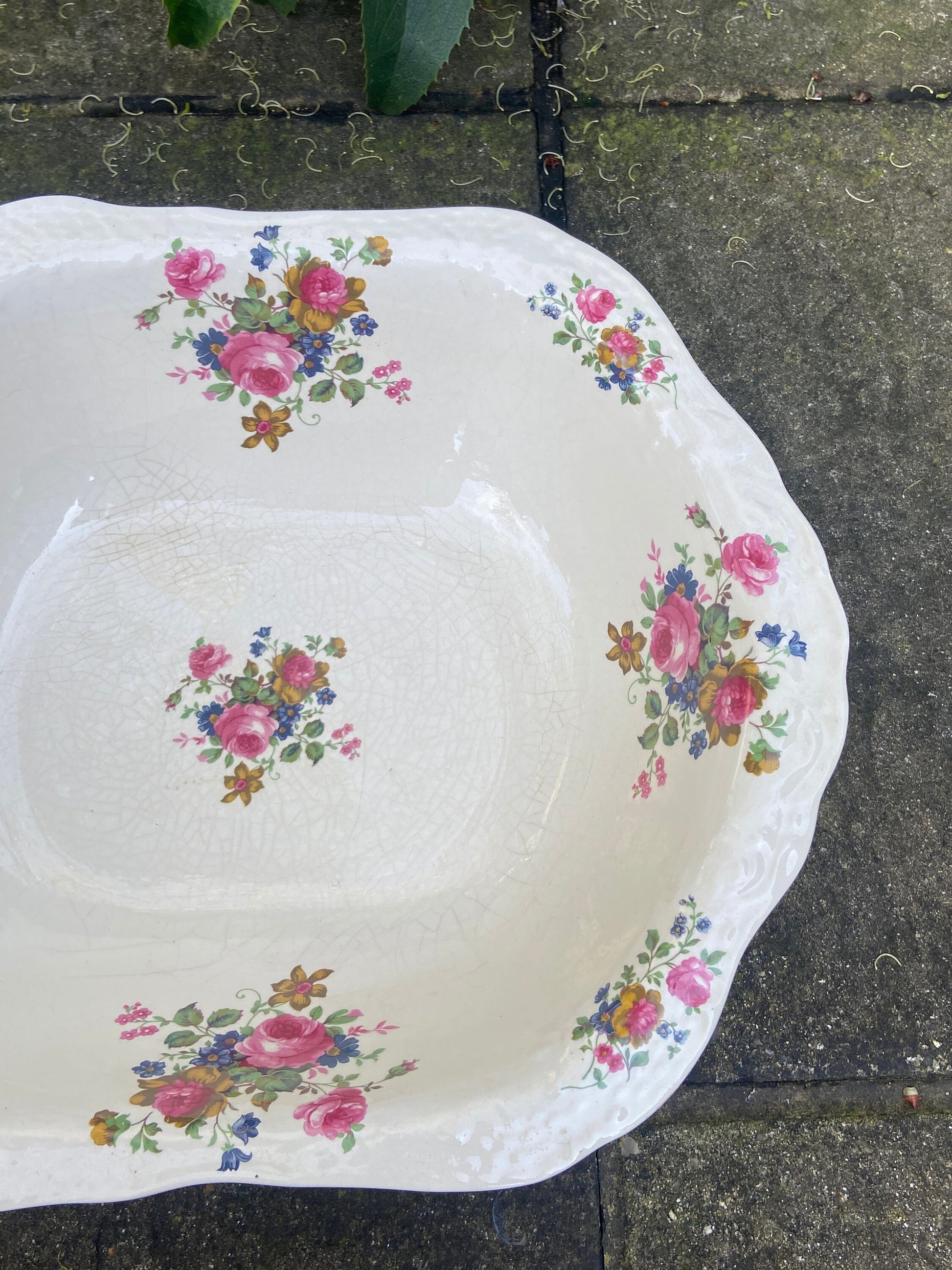 Large Vintage Floral Jug and Basin set, Ironstone, Made in England