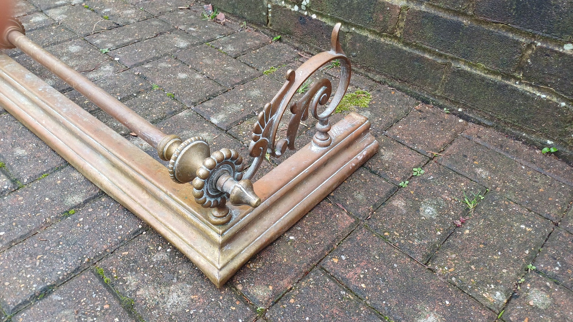 Impressive Large Vintage Victorian Brass Fender Fireplace