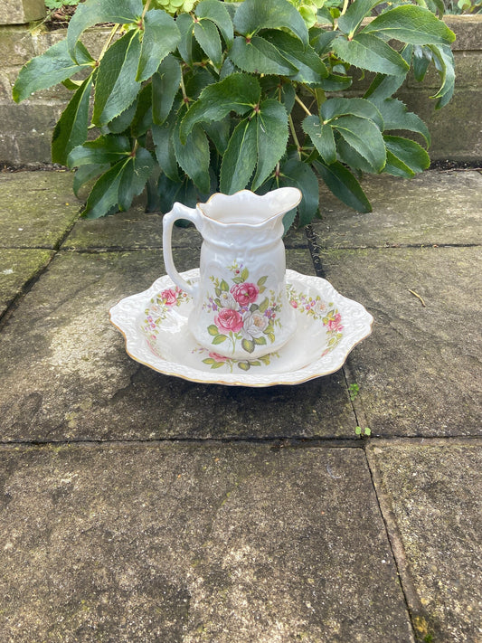 rose jug and basin, James Kent potteries