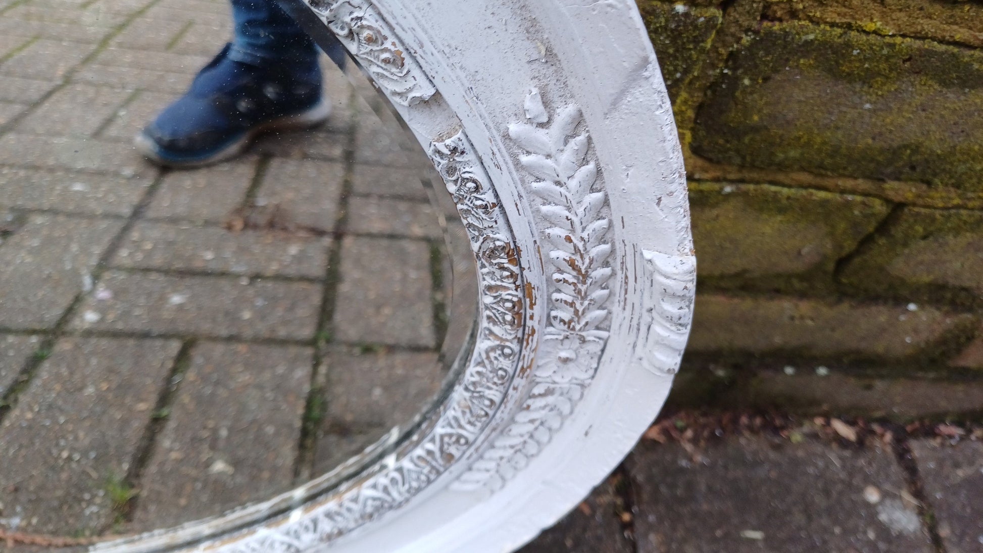 Large Oval Vintage Painted Wall Mirror Unique Bespoke in Farrow and Ball 'Blackened' ‘X-treem shabby chic!’