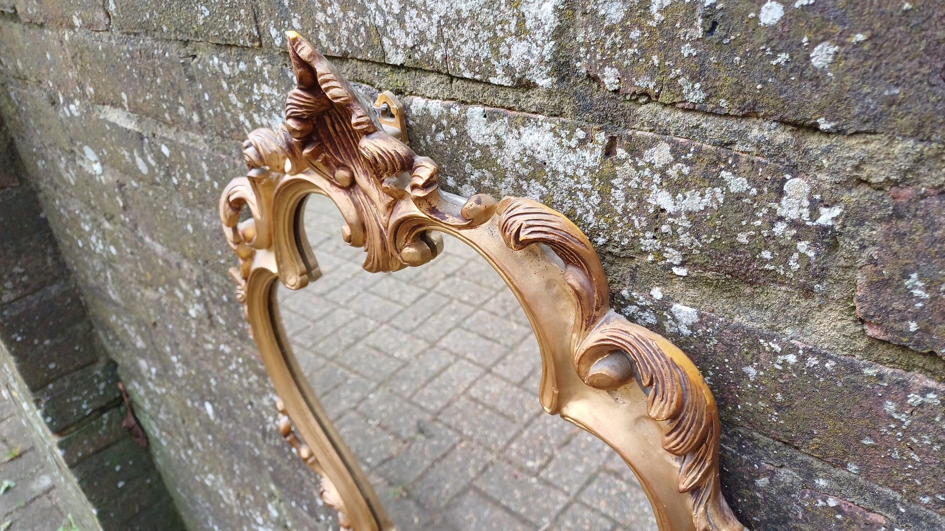 Large Super Gold 70s Vintage Ornate Gold Decorative Wall Mirror