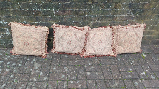 Vintage set of 4 Tapestry Double Sided Cushions with inserts/cushion pads Scatter Cushions - vintage St Michaels brand Size (40cm x 40cm)