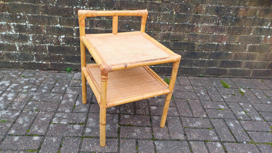 Classic 80’s Bedside Chic Bamboo and Rattan Bedside or Armchair or Side Table VGC