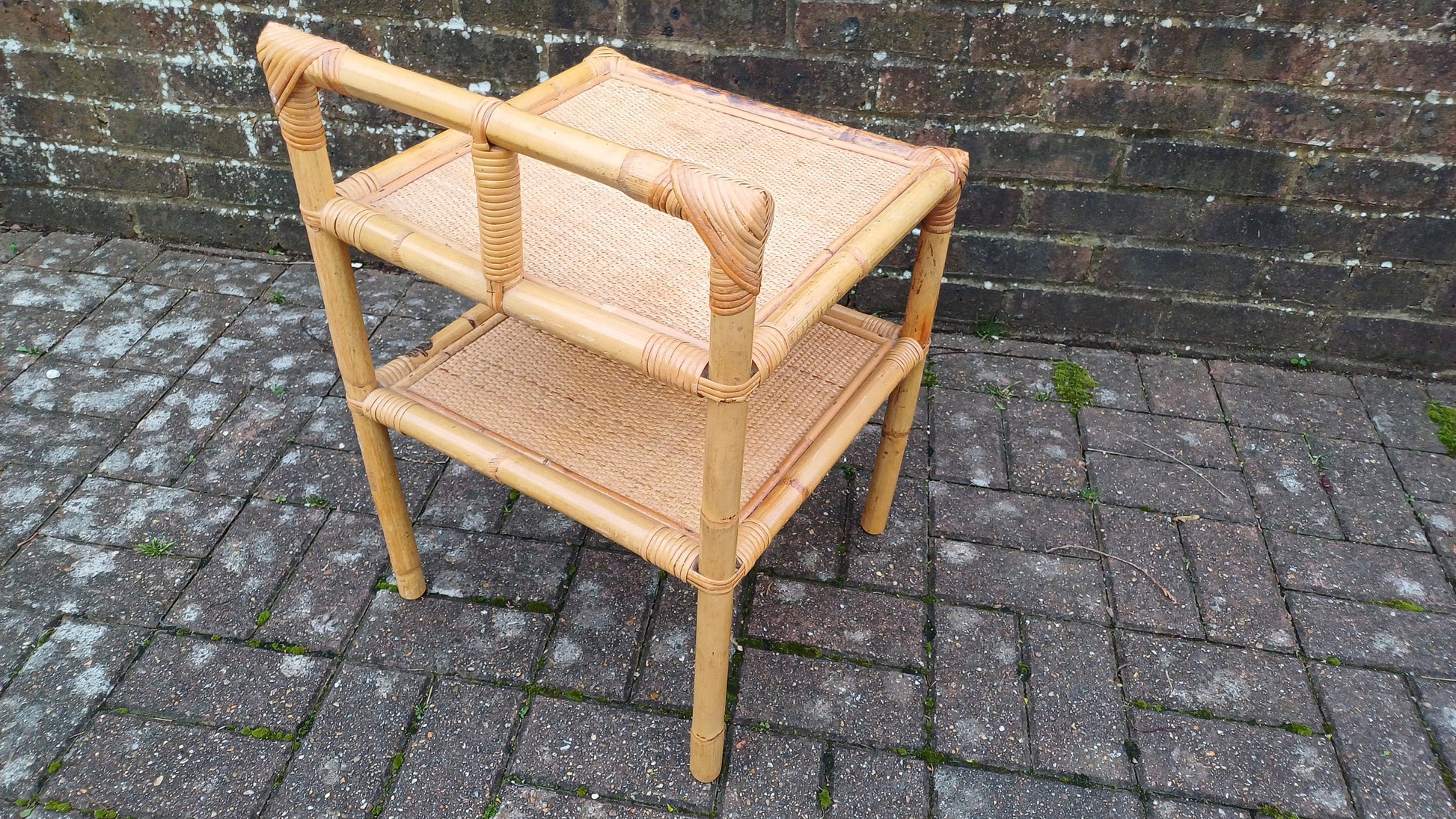 Classic 80’s Bedside Chic Bamboo and Rattan Bedside or Armchair or Side Table VGC