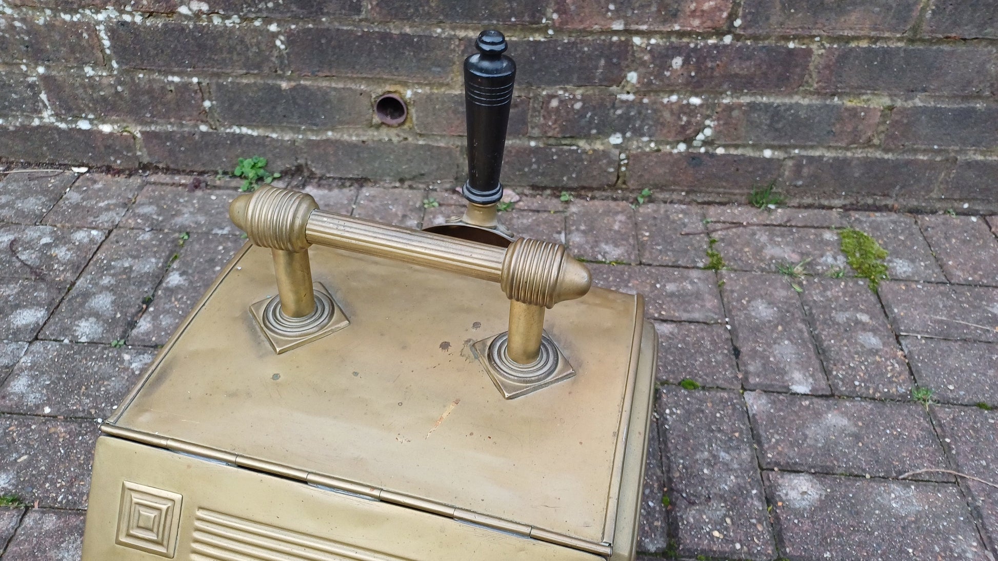 Superb and Complete Vintage Victorian Brass Coal Scuttle Bin With Brass Shovel