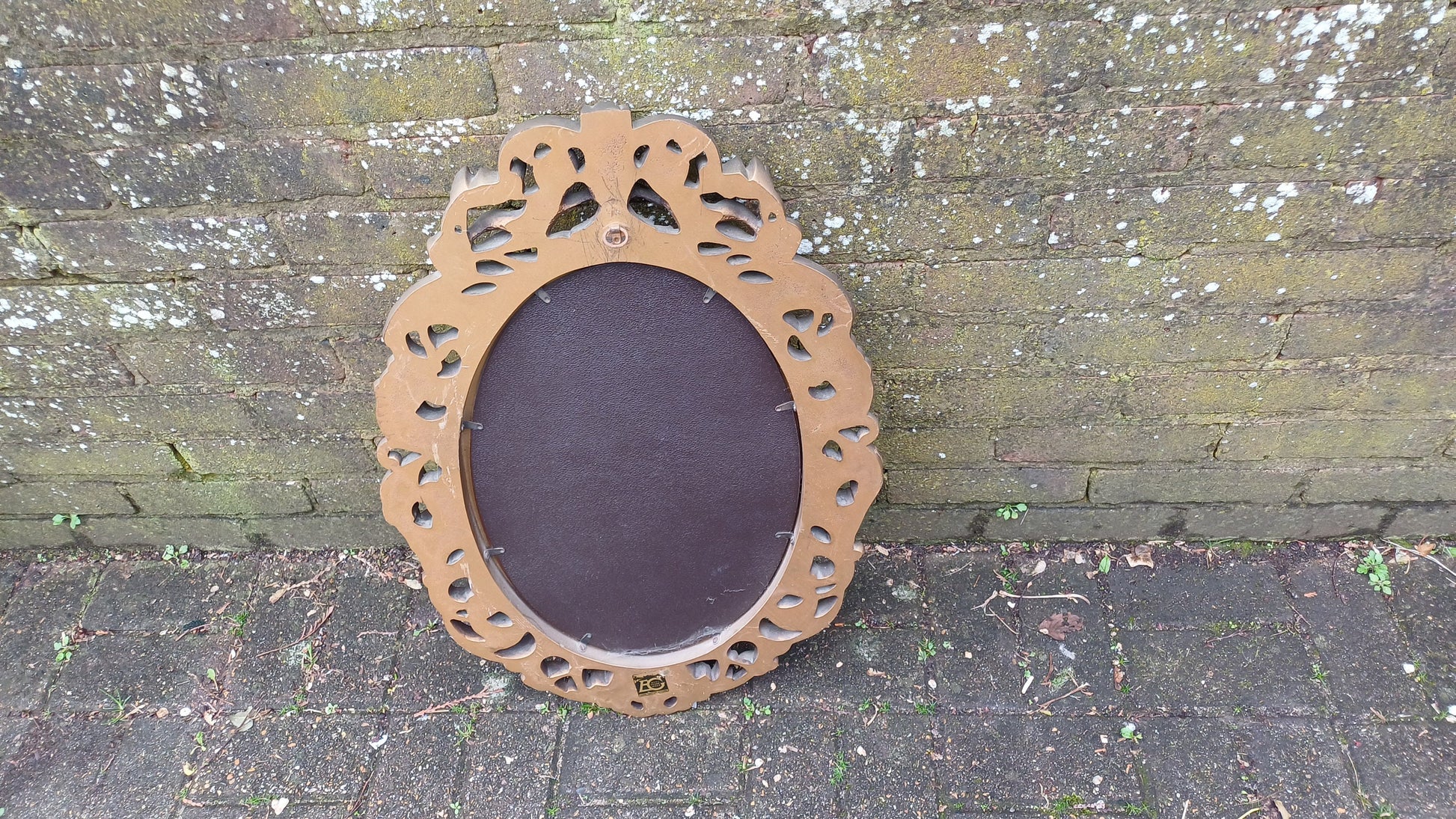 Stunning Gold 70s Vintage Ornate Gold Decorative Wall Mirror Cherub and Floral Decoration