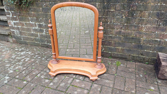 Large Imposing Victorian Vintage Dressing Table Pine Swing Mirror.
