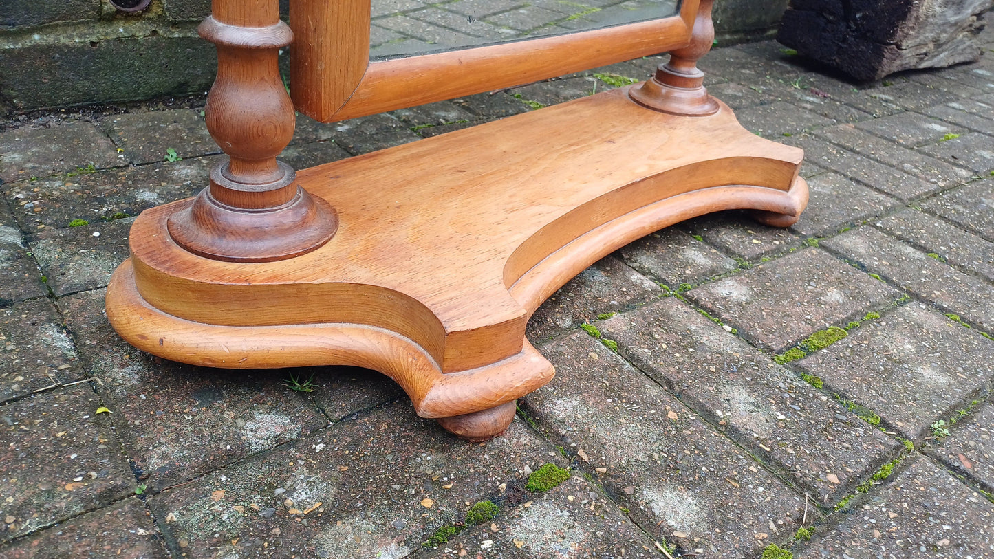 Large Imposing Victorian Vintage Dressing Table Pine Swing Mirror.