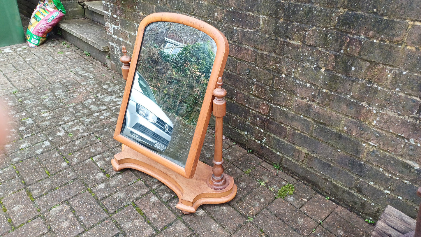 Large Imposing Victorian Vintage Dressing Table Pine Swing Mirror.