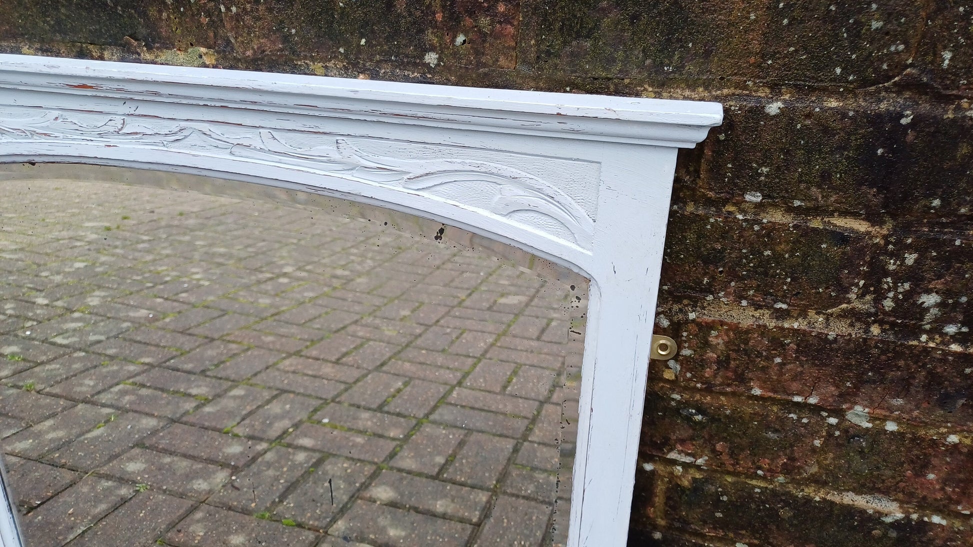 Vintage Painted Art Nouveau Wall Mirror in Farrow and Ball.